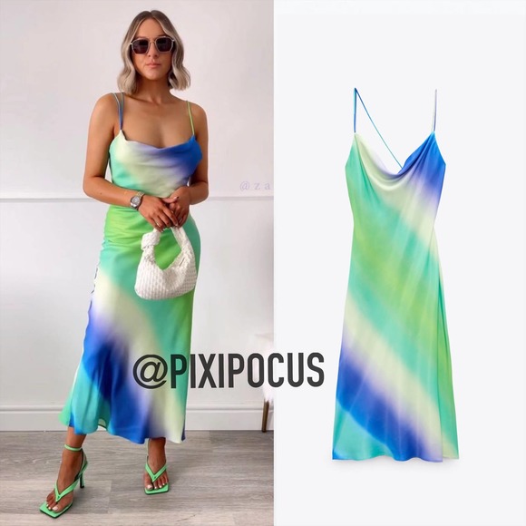 Zara | Dresses | Zara Tie Dye Satin Slip Dress | Poshmark